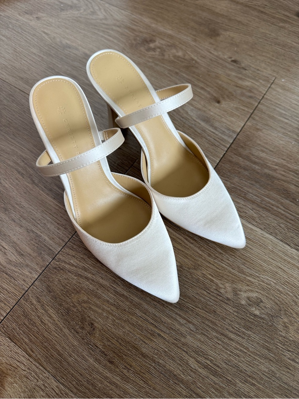 Ivory Satin Bridal Mules – Never Worn | Wedding Heels